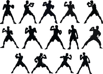 boxing Man silhouette Bundle , kickbox silhouette, boxing gloves silhouette, kickboxing silhouette,