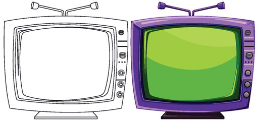 Vector illustration of classic and contemporary TVs