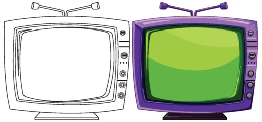 Fotobehang Vector illustration of classic and contemporary TVs © GraphicsRF