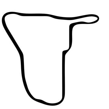 recommend clip art: Namibia country simplified map. Black ink smooth outline contour on white background. Simple vector icon