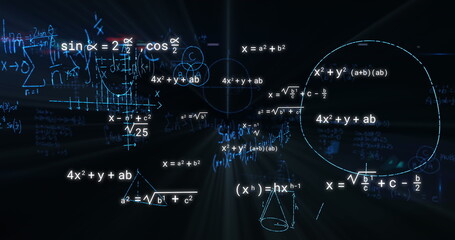 Image of mathematical equations on black background