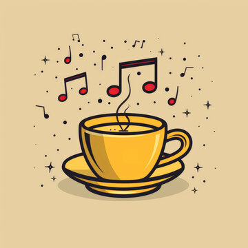 Minimalistic logo design, music and coffee concept.
