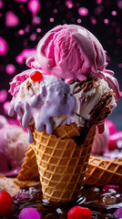 ice cream waffle cone with chocolate
