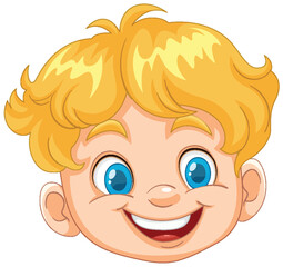 Bright-eyed boy with a joyful cartoon expression