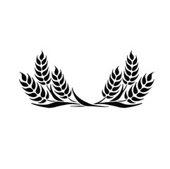 Black laurel wreath - a symbol of the winner. Wheat ears icon. Vector illustration