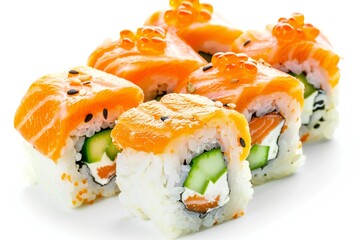 Delicious sushi isolated on white background Generative Ai 