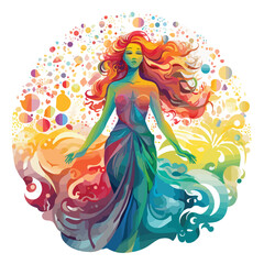 Rainbow Goddess Clipart Clipart isolated on white background