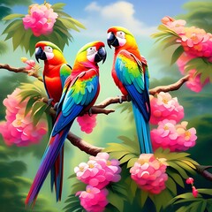 couple parrots-cute birds parrot-colorful birds