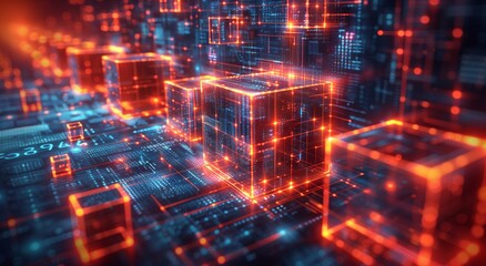 Obraz premium Digital data cubes abstract background