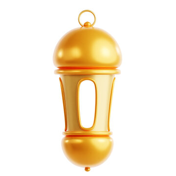 Golden Islamic Latern 3D Render Transparent Background
