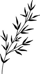 Bamboo Branch And Leaves Illustration