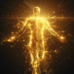 Mystical Energy: Human Aura Silhouette Against Dark Backdrop