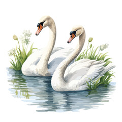 Serene Swans Clipart Clipart isolated on white background
