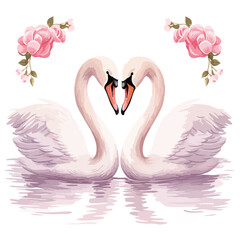 Serene Swans Clipart Clipart isolated on white background