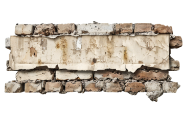 Old bricks banner on transparent background Generative Ai 