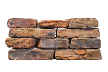 Old bricks banner on transparent background Generative Ai 