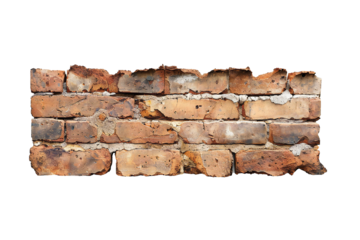 Old bricks banner on transparent background Generative Ai 
