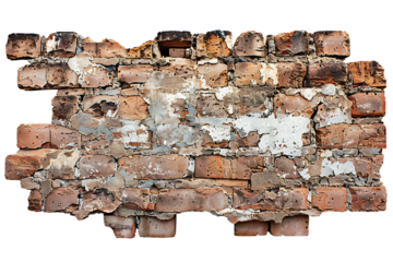 Old bricks banner on transparent background Generative Ai 