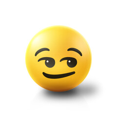 Fototapeta premium Smirking suggestively Emoji stress ball on shiny floor. 3D emoticon isolated.