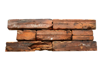 Old bricks banner on transparent background Generative Ai 