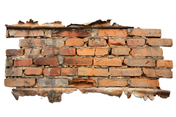 Old bricks banner on transparent background Generative Ai 