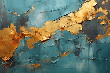 Fototapeta na wymiar Turquoise of Gold Textured Plaster used as a background texture of background vi, generative IA