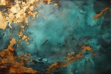 Fototapeta na wymiar Turquoise of Gold Textured Plaster used as a background texture of background vi, generative IA