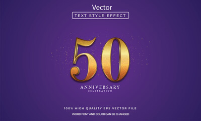 text effect with gold number border for 50th anniversary