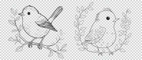 Fototapeta premium Bird icon symbol set, vector illustrations on transparent background