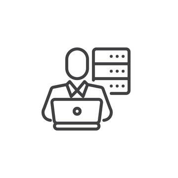 server administrator working on laptop clip art preview