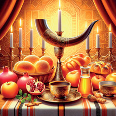 stylized image of the Rosh HaShanah holiday, for a post on a social network
