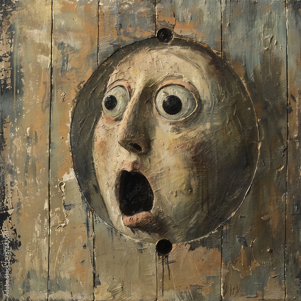 Aufkleber Funny face hole design Generative Ai 