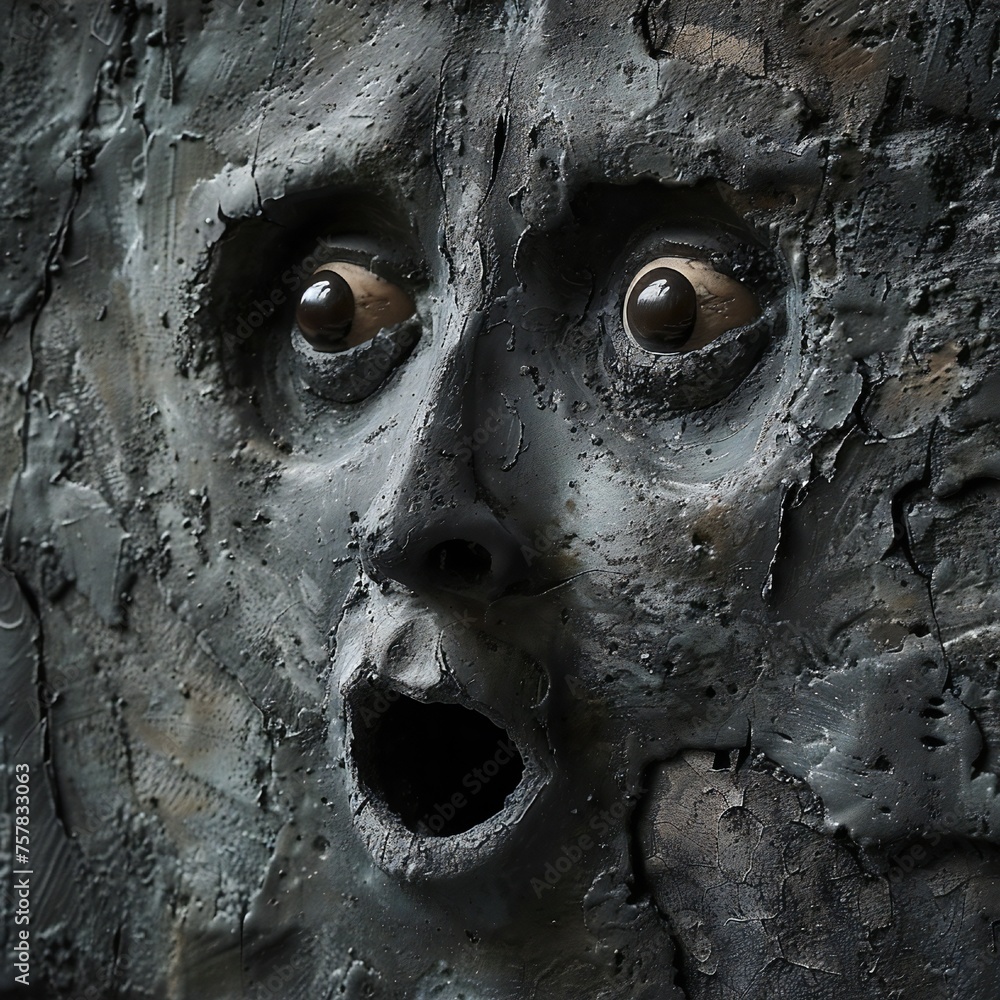 Aufkleber Funny face hole design Generative Ai 