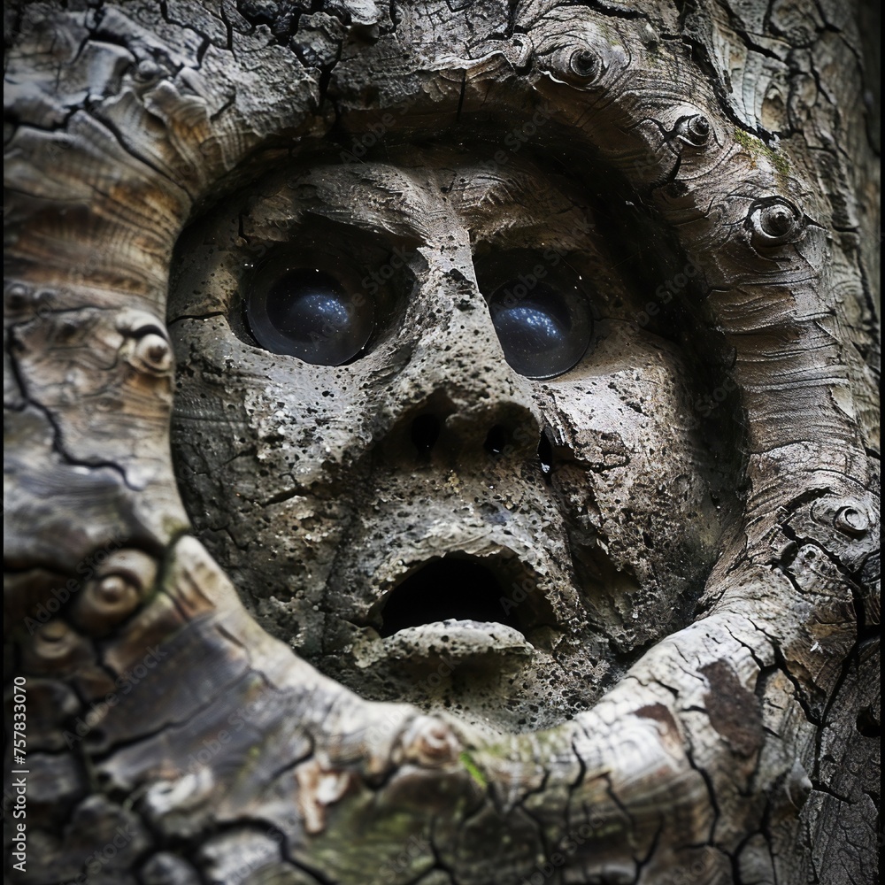 Aufkleber funny face hole design generative ai