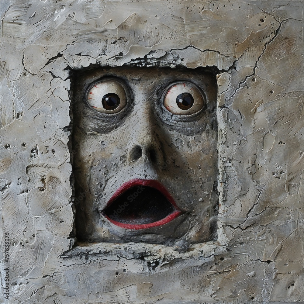 Aufkleber Funny face hole design Generative Ai 