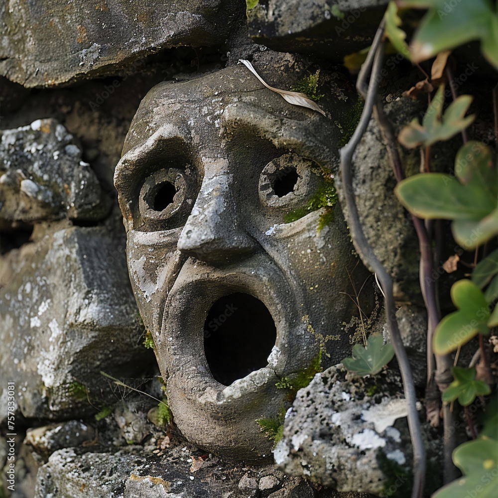 Aufkleber funny face hole design generative ai
