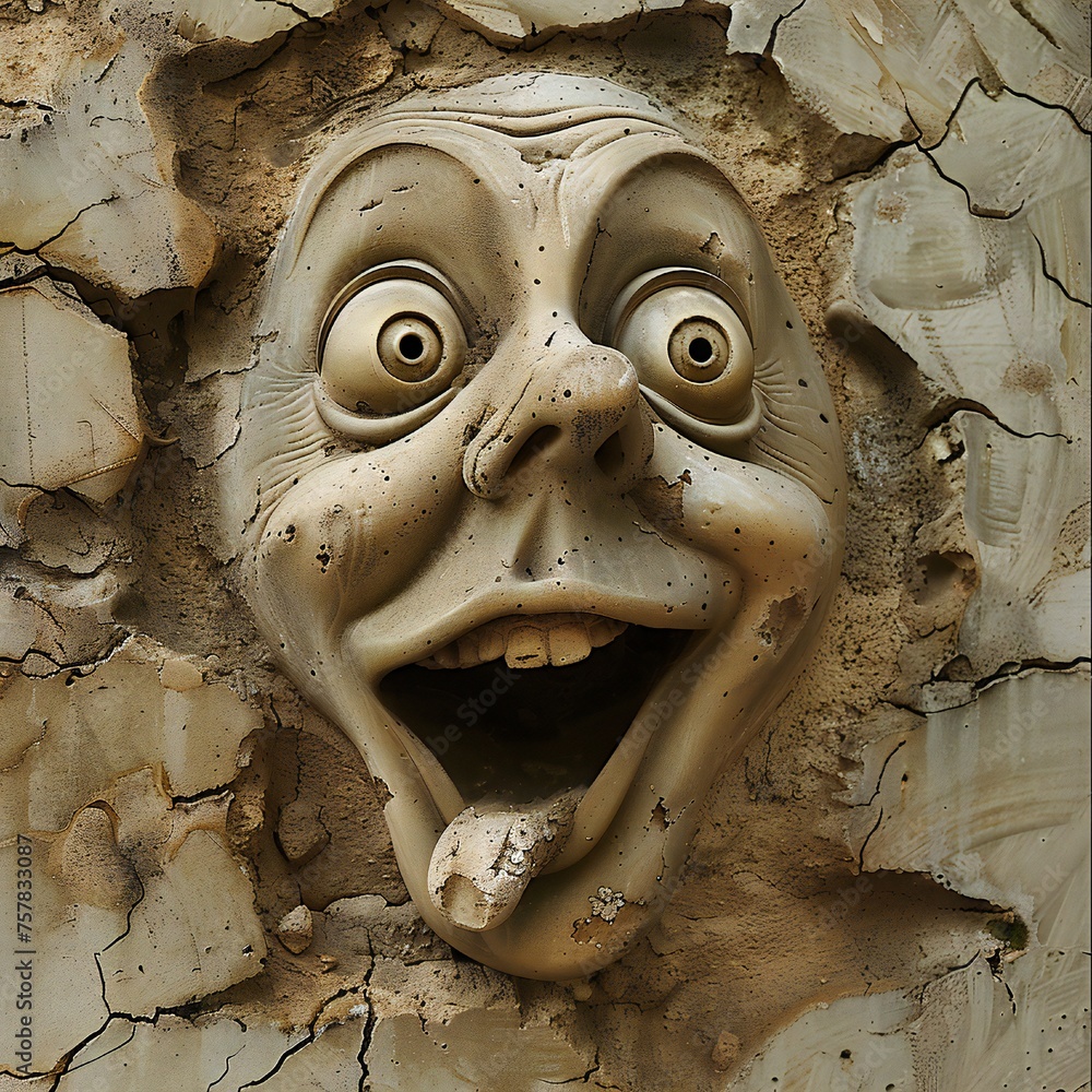 Poster Funny face hole design Generative Ai 