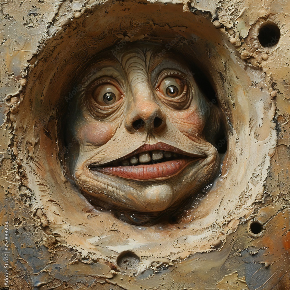 Poster funny face hole design generative ai