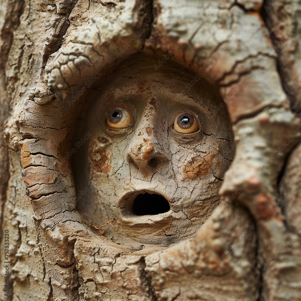 Aufkleber Funny face hole design Generative Ai 