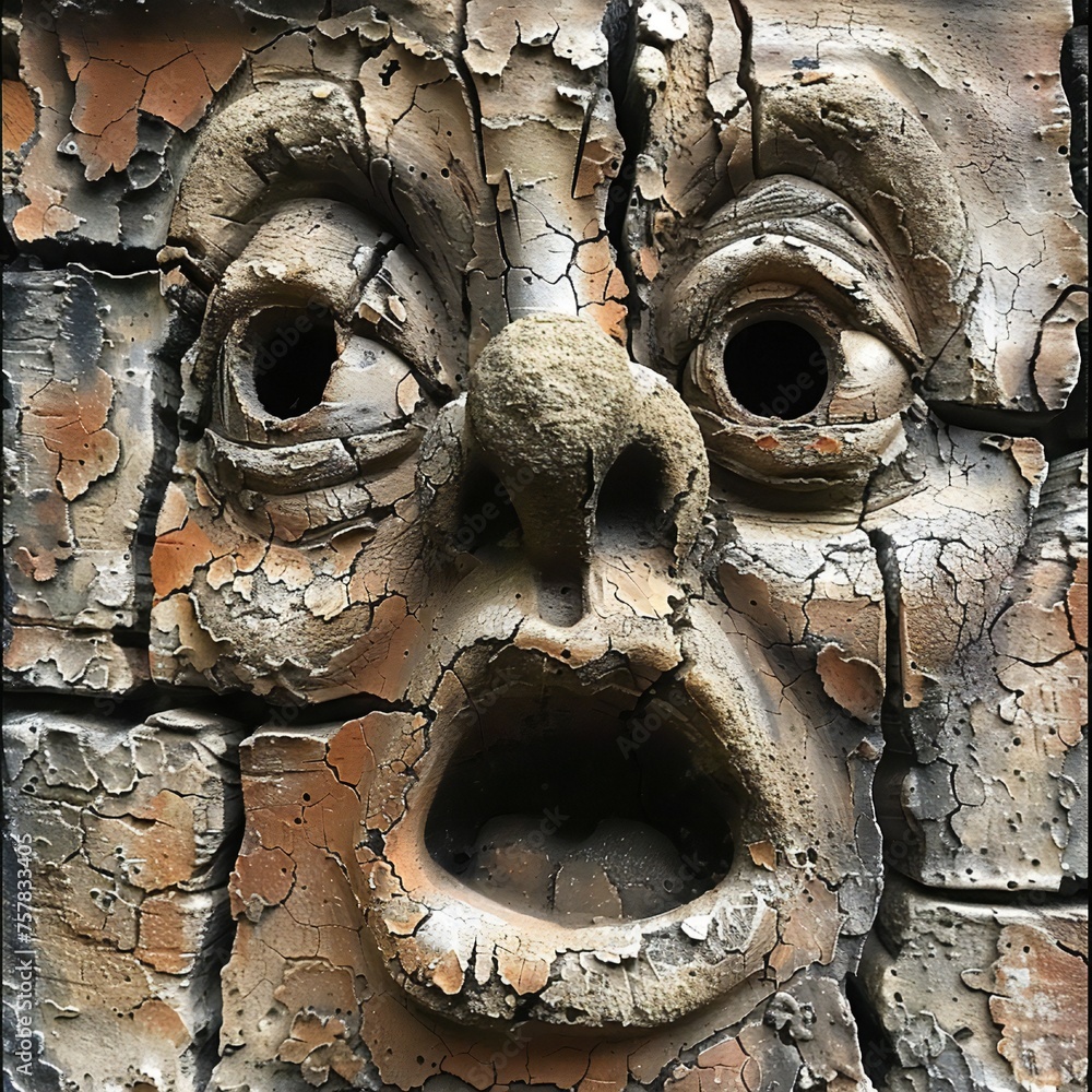 Aufkleber funny face hole design generative ai