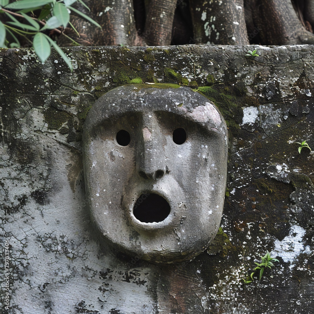 Aufkleber Funny face hole design Generative Ai 