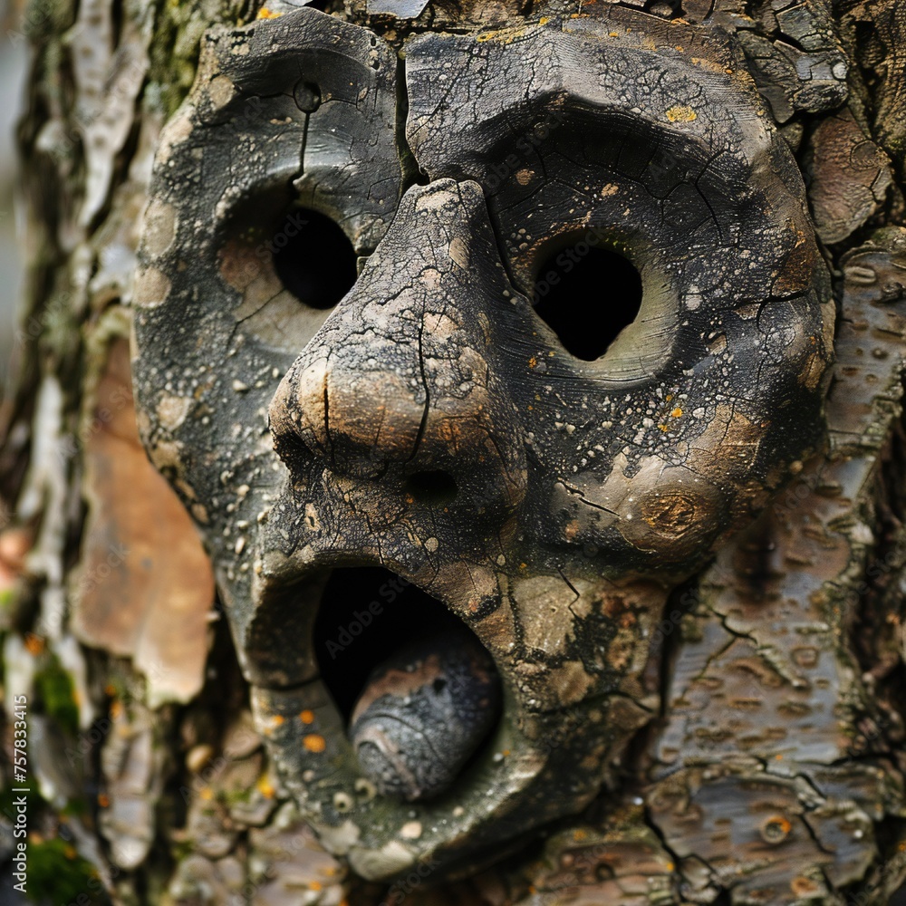Aufkleber funny face hole design generative ai