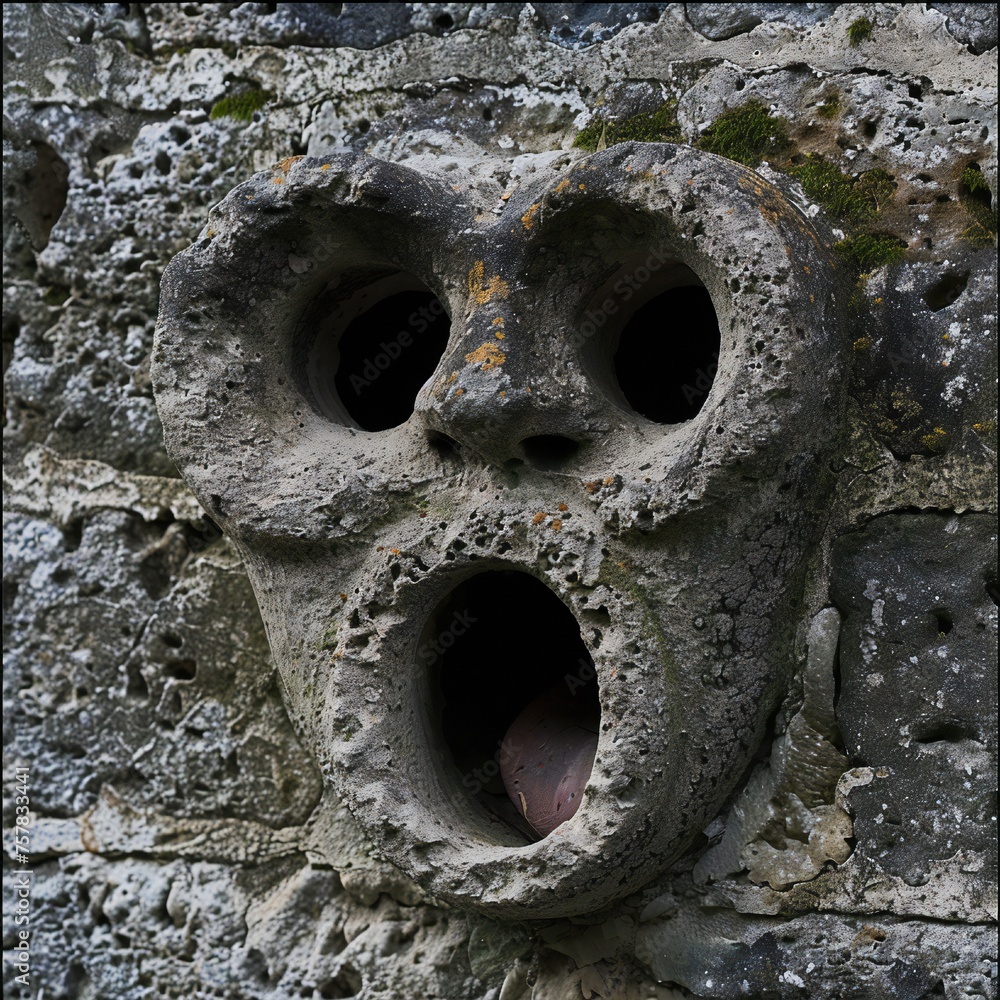 Aufkleber funny face hole design generative ai