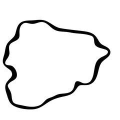 Andorra country simplified map. Black ink smooth outline contour on white background. Simple vector icon