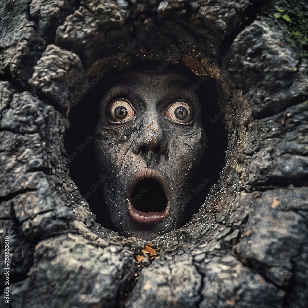 Aufkleber funny face hole design generative ai