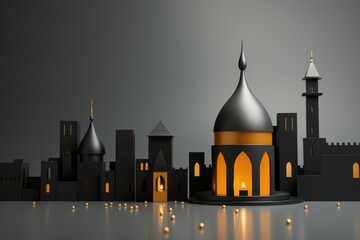 Fototapeta premium islamic greeting card for Ramadan kareem or ied mubarak background