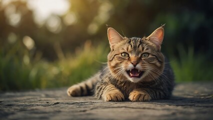 Surprise kitty, Cute cat wearing glasse, Cats taking a selfie on a blurred background Generative AI
