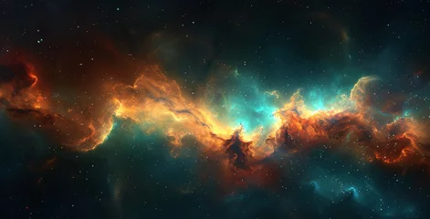 Fotobehang Galaxy Glow: A Celestial Splash of Color Generative AI © Riya