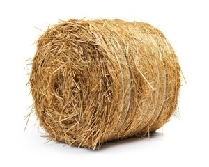Bale of Hay Isolated on White Background. Single Object of Farming Agriculture with Straw in Hayrick