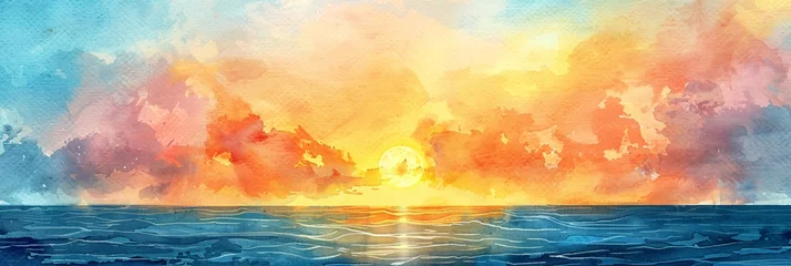 Foto op Canvas Sunset at the Ocean Generative AI © Riya